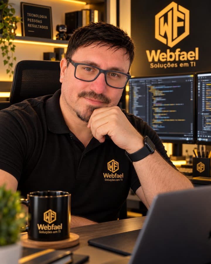 Rafael Faust, criador do Bem de Agenda, no escritório da Webfael